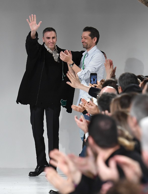 Raf Simons and Pieter Mulier at the Calvin Klein show (Photo by Angela Weiss / AFP)